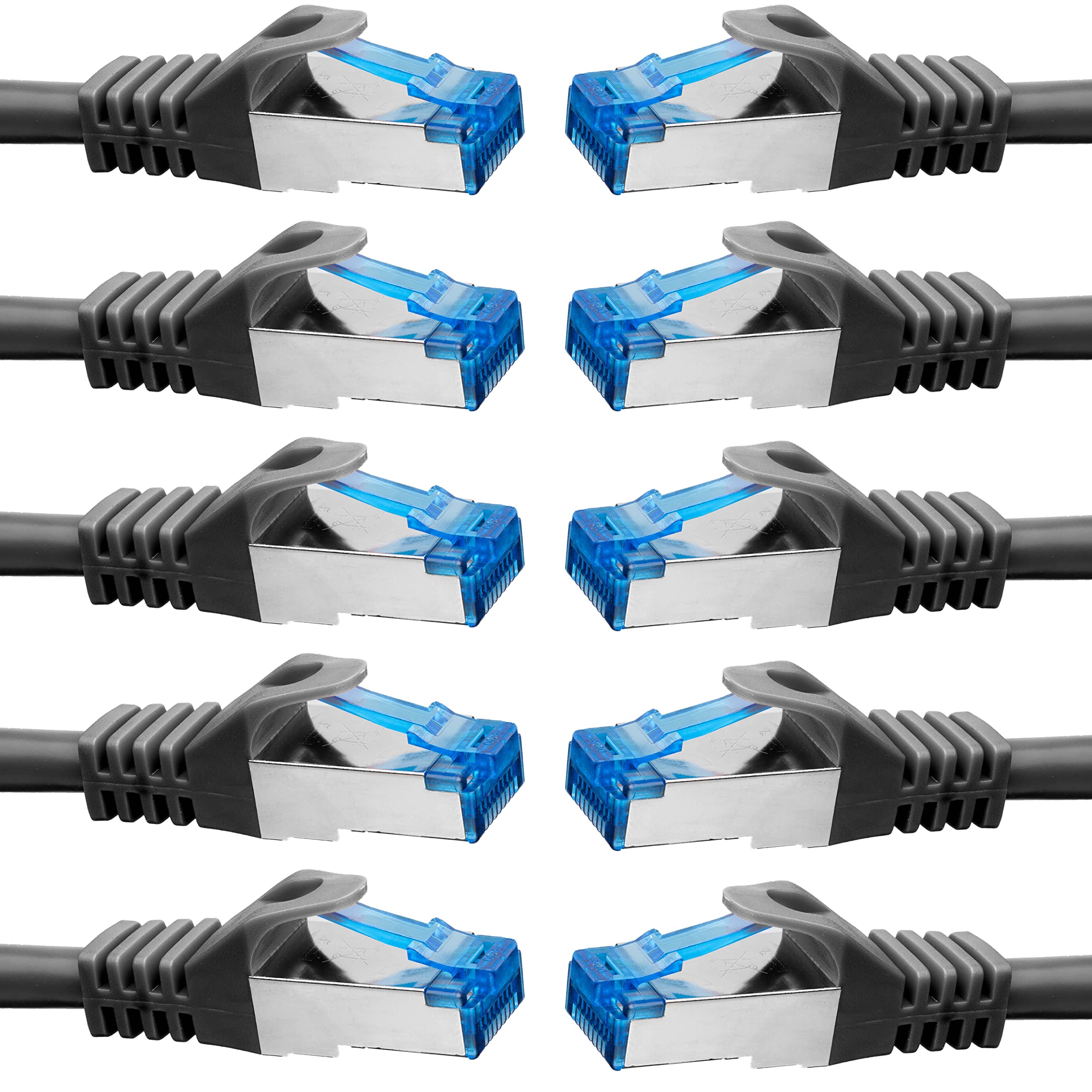 BIGtec - 10 Stück - 0,25m CAT.7 Gigabit Patchkabel Netzwerkkabel